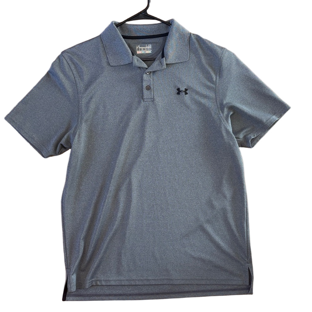 Under Armour HeatGear Loose Fit Shirt Gray Mens Polo Size Large